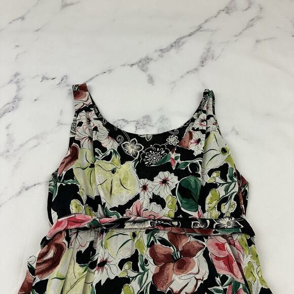 Womens Vintage 90s Reversible Slip Dress Size S Black Pink Floral Flutter Midi - Picture 6 of 16